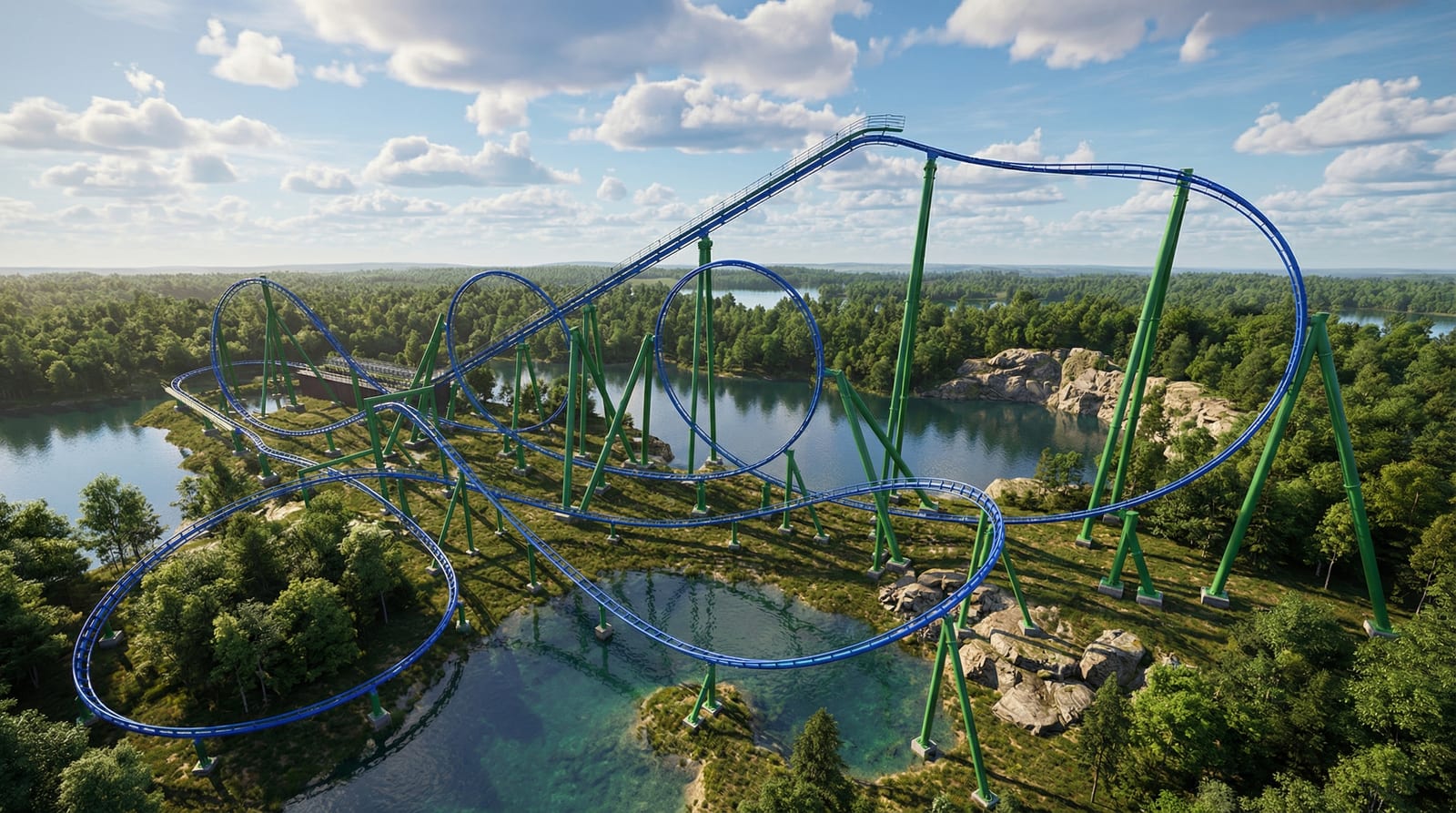 8-Loop Roller Coaster — Thrill Rides manufactured by ZhipaoRides, Eight vertical loops of pure adrenaline — high-speed steel coaster engineered for extreme G-force thrills.